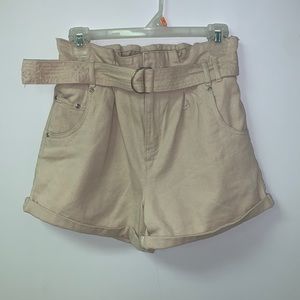 Beige denim shorts